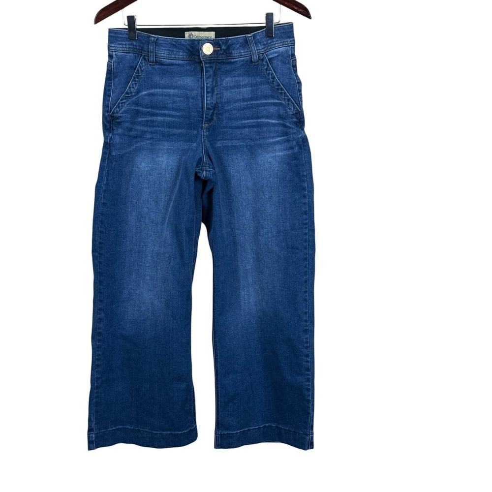Democracy Ab Technology Women's Size 8 Wide Leg Jeans Dark Wash Blue Denim